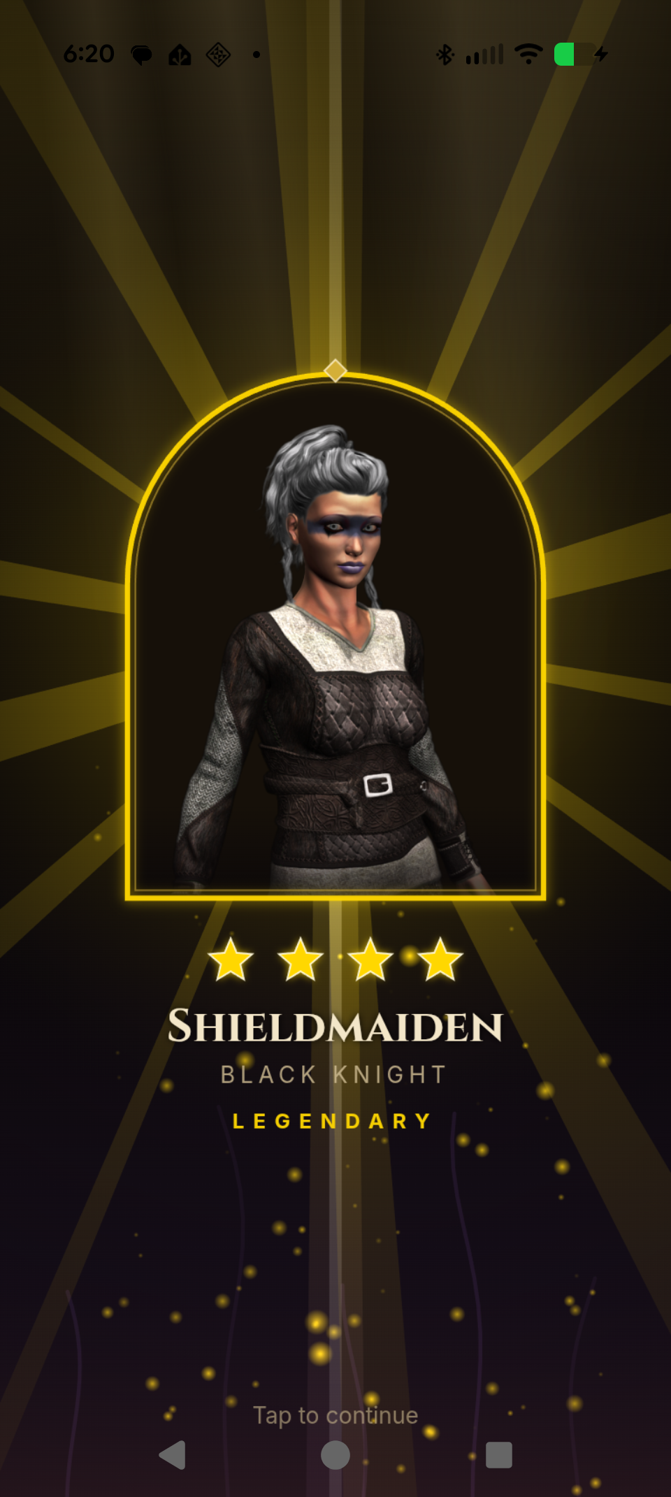 Legendary Shieldmaiden summon reveal with golden card animation